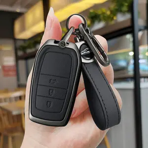 Toyota 2022-2025 Tundra Sequoia Camry Grand Highlander Tacoma Smart Key Case Leather Zinc Alloy Fob Cover with Keychain Enhanced Protection 2-6 Button Remote Key Accessory