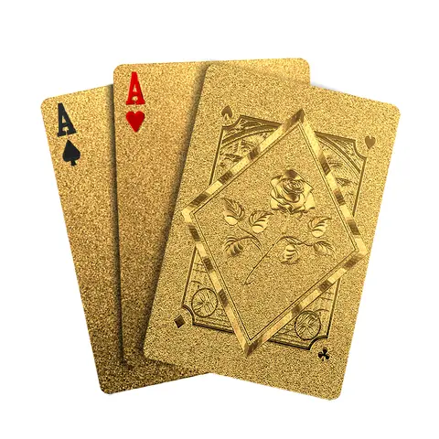 Gold Rose Pattern Waterproof PVC Game Cards, 55PCS Factory-Sealed Flexible Deck for Adults, Spillsafe Play Durable Smooth-Handling Playing Cards, Ideal for Christmas Decoration & Party Game Nights