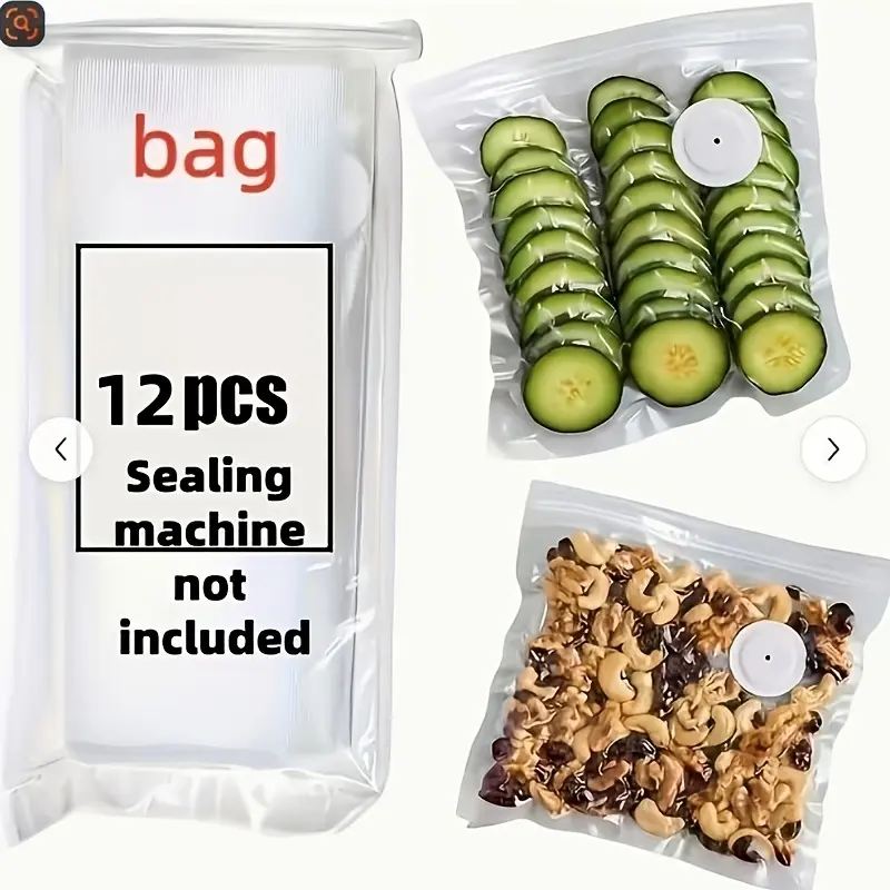 12PCS Reusable Transparent Plastic Vacuum Food Storage Bags Set - BPA-Free, Airtight, Leakproof, Odor-Proof, Dustproof, Collapsible Resealable Containers for Fresh Locking, Airtight Meal Prep, Families