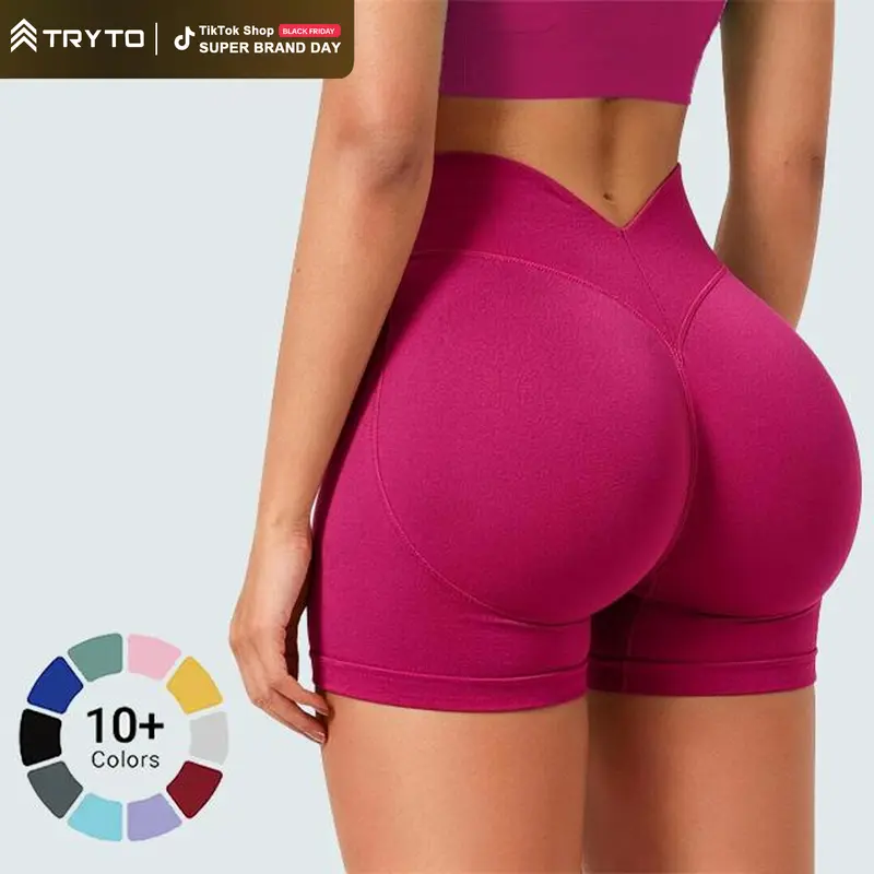 [SIZE UP 1] TRYTO LJ V-Back Scrunch Shorts Sports Yoga Women Workout Fitness Sportswear Activewear Gym Outdoor Running Short #BackToSchool Stretchy Shorts Tight Fitted Shorts