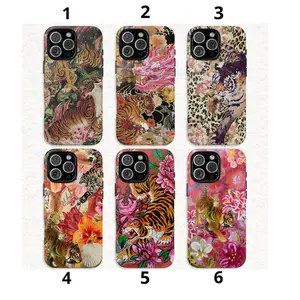 Vintage Asian Tiger Cellphone Casing, Wireless Handheld Device Cover with Chinese Japanese Korean Traditional Art, Compatible with iPhone 11-17 Pro Max & Samsung Phones summerwins