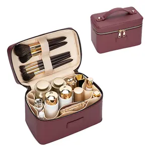 Makeup Bag Vanity Case for Women – Portable Cosmetic Bag Makeup Bag Organizer Travel Toiletry Bag with Removable Divider