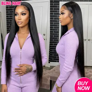 34 36inch Bling Hair 13x6 Lace Front Wig Human Hair Wigs Straight 13x4 HD Transparent Brazilian Hair Lace Frontal Wig For Women Pre Plucked With Baby Hair