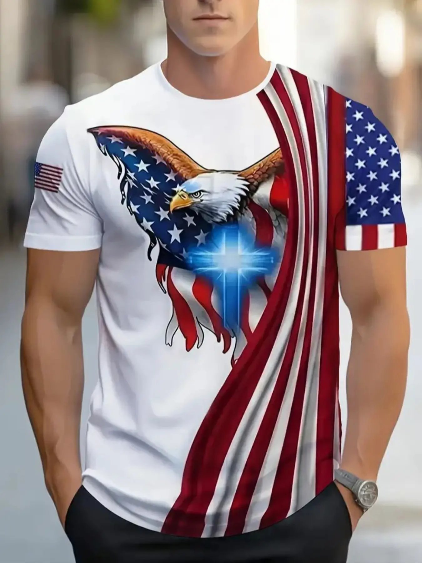 Men's Fashion T-Shirt, Short, Casual, Creative Design, Minimalist Style, All over Print, Thin Fabric, Fitted, All Seasons Wear