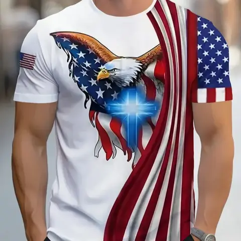 Men's Fashion T-Shirt, Crewneck, Short, Casual, Creative Design, Minimalist Style, All over Print, Thin Fabric, Fitted, All Seasons Wear, Casual Graphic Tee