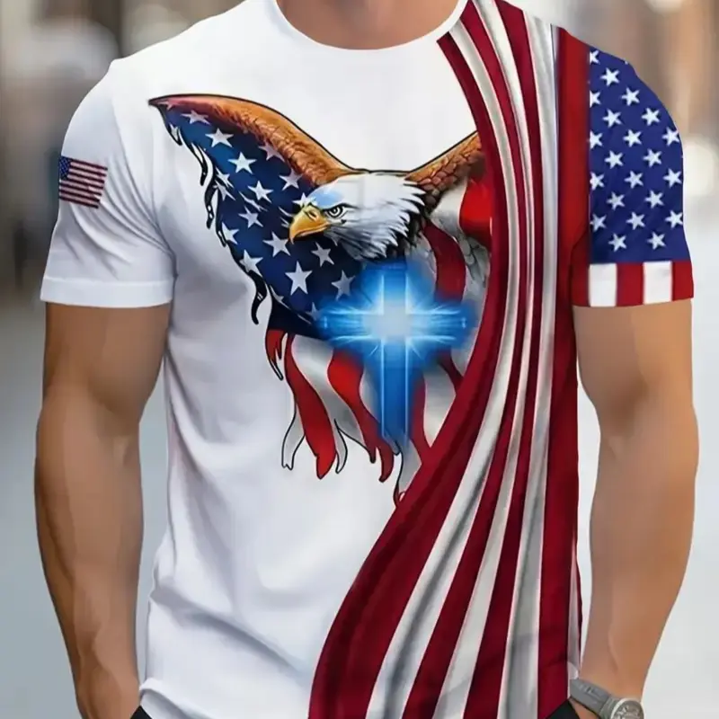 Men's Fashion T-Shirt, Crewneck, Short, Casual, Creative Design, Minimalist Style, All over Print, Thin Fabric, Fitted, All Seasons Wear, Casual Graphic Tee