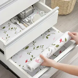 Eva Kitchen Cabinet Liner, Non-Stick Waterproof Oil-Resistant, Leaf Bird Design, Easy Clean Durable, Anti-Slip Home Organizer