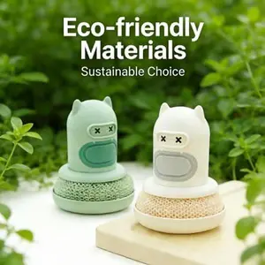 Kitchen Brush Pot Automatic Liquid Dispensing Brush Press-Type Dishwashing Brush with Dish Soap Dispenser Multi-Functional Pot Cleaning Brush