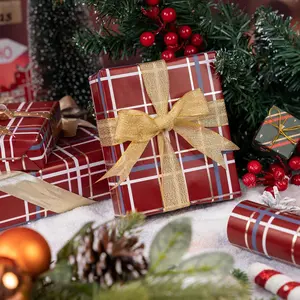 RUSPEPA Christmas  Wrapping Paper | Classic Plaid Patterns on Red Background - Ideal for Christmas Decor, Gift Wrapping, Holiday Parties, Premium Setup, DIY Crafts, Xmas Gifts, Classic Christmas, Premium Decor, Festive Wrapping - 17 Inches ×32.8 Feet