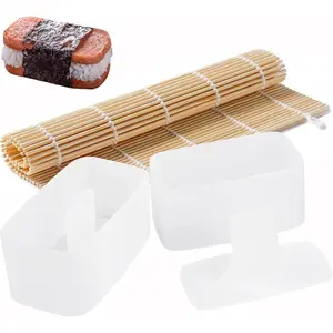 Musubi Press Mold Kit,  Sushi Rolling Mat, 2 Pack Non-Stick Spam Musubi Molds, Professional  Rolling Mat for  Sushi Rolls & Rice Balls, Easy to Clean, Dishwasher Safe