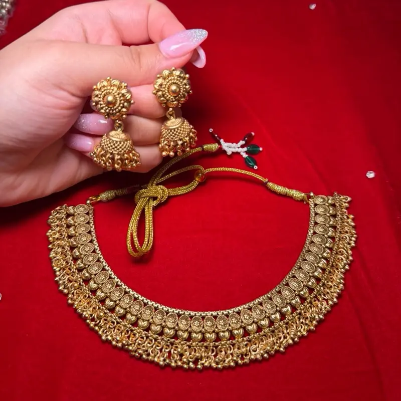 Gold Plated Set with Jhumke - Elegant Jewelry Set for Special Occasions