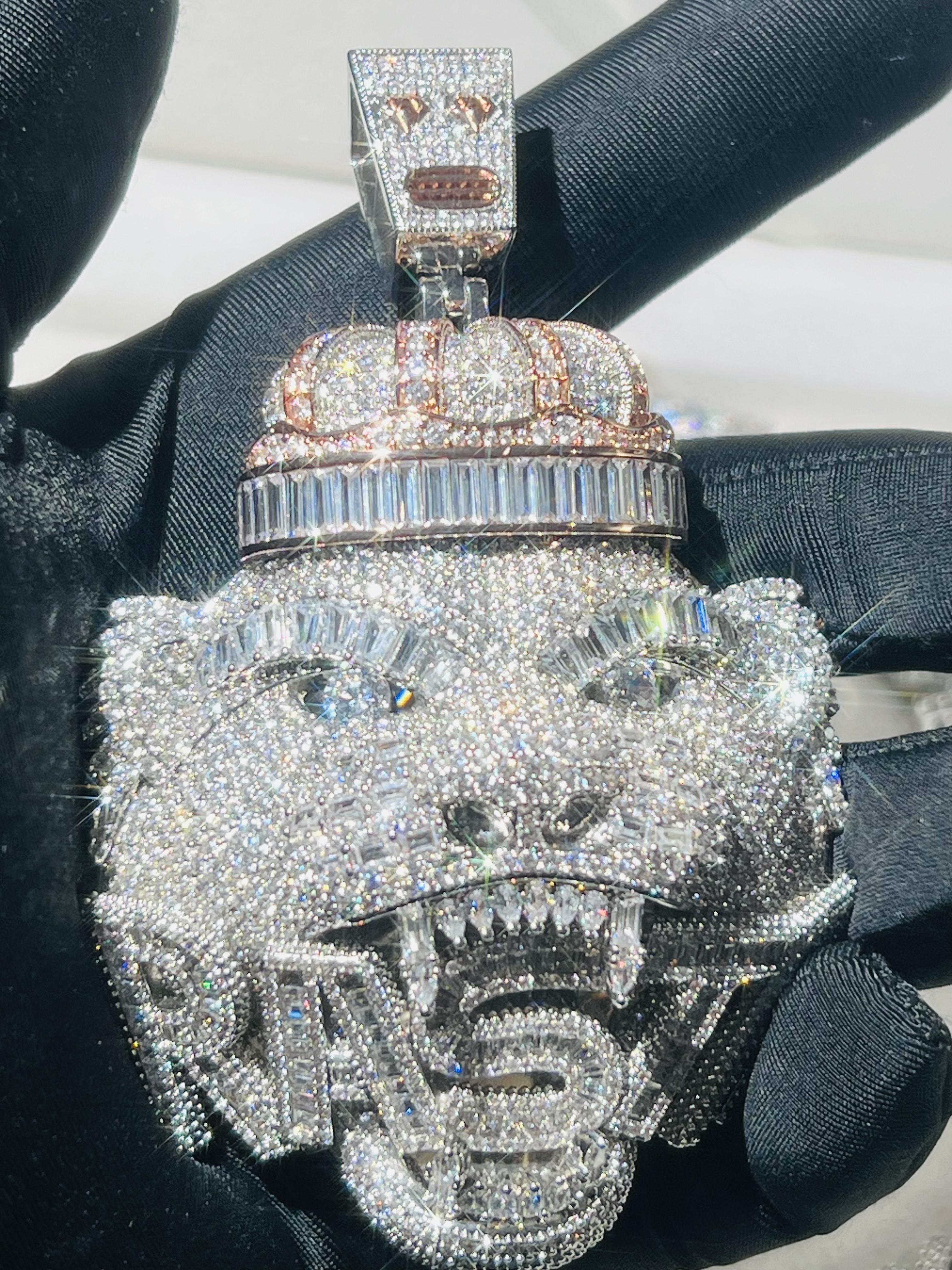 Micro Pave Vvs Ice Diamond 3D Lion Head Pendant High Charm Luxury Pendant Vvs Glory Diamond Hip Hop Men's Pendant, Valentine's Day Easter Gift Anniversary Gift