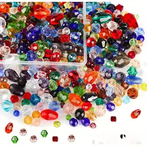 Glass Beads Kit with Hole for Craft Jewelry Making DIY Necklaces Bracelets Earrings Colorful Assorted Suncatcher Glass Beads for Jewelry Making