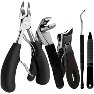 Wide Jaw Nail Clippers Set 5 PCS Heavy Duty Clipper Kit for Thick Toenails Ingrown Nail Care Senior Men Grooming Tools