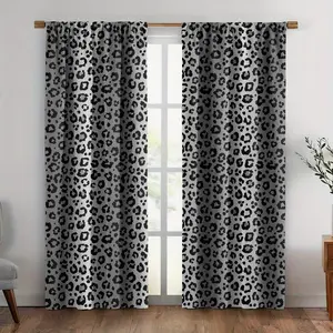 2pcs & Leopard Print Curtains Rod Pocket, Edgy Window Drapes for Bedroom Living Room, Contemporary Style Universal Fit