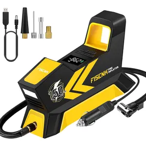Tire Inflator Portable Air Compressor, Dual Power150PSI Cordless Tire Inflator with  LCD Tire Pressure GaugeCar Motorcycle E-Bike Ball