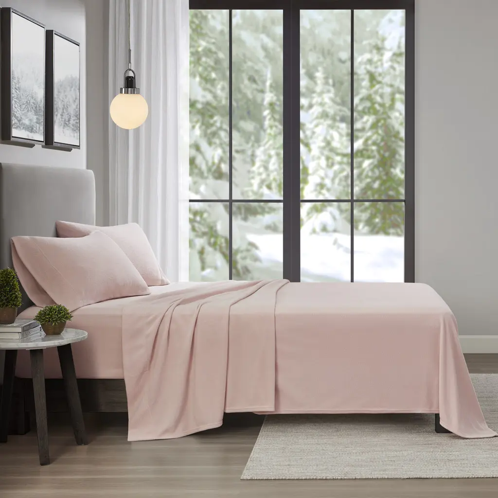 True North by Sleep Philosophy TN20-0526 108 x 102 x 0.13 in. Micro Fleece Sheet Set, Blush - King Size