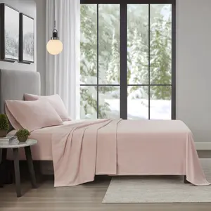 True North by Sleep Philosophy TN20-0526 108 x 102 x 0.13 in. Micro Fleece Sheet Set, Blush - King Size