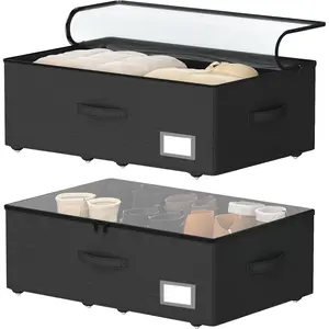 Underbed Storage Bins With Wheels, No Assemble Required 10 inches Height Large Capacity Rolling Underbed Shoe Storage Containers,Dorm Underbed Storage Drawers