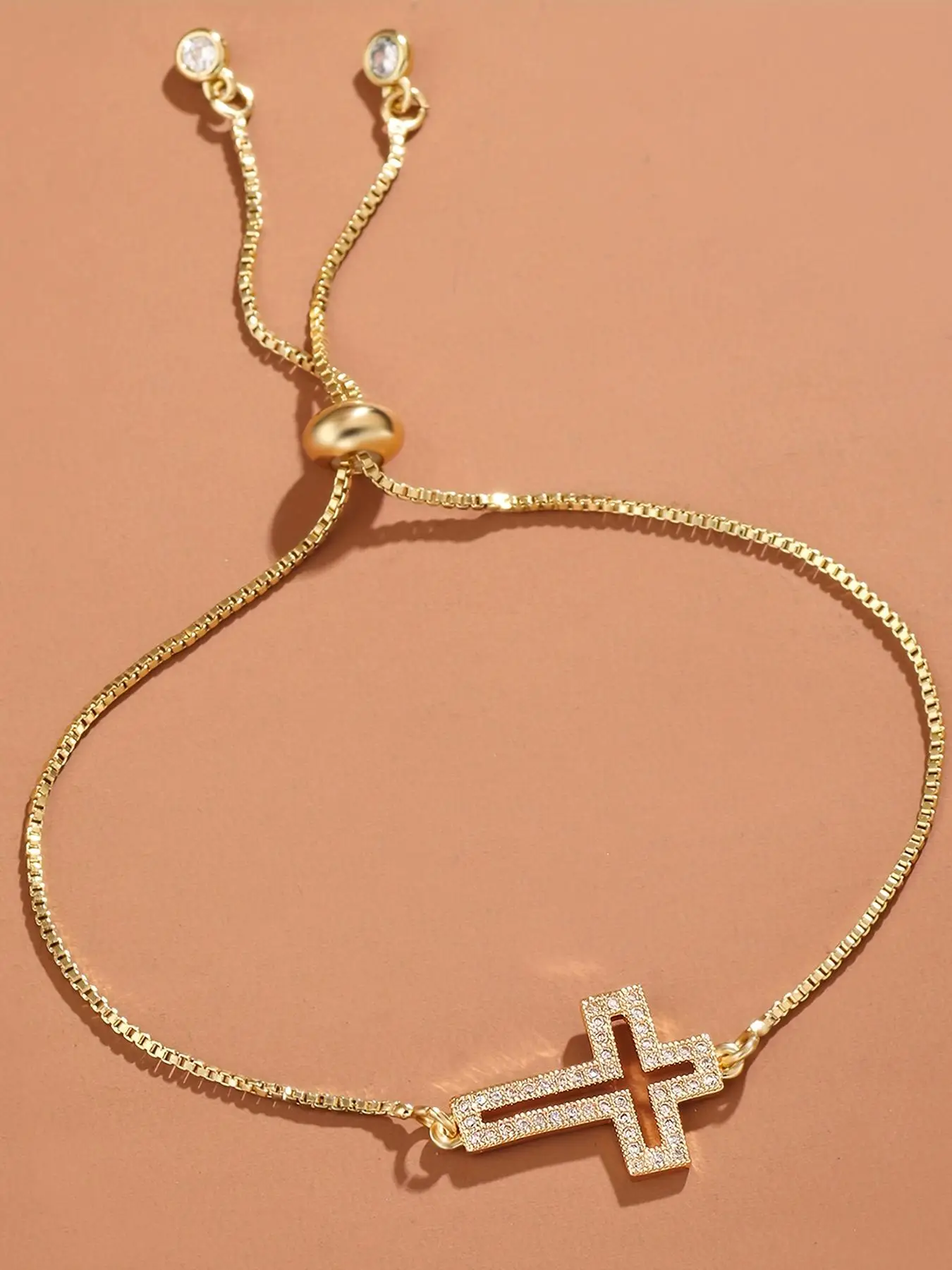 Rhinestone Cross Charm Bracelet, 1 Piece Fashionable Matching Bracelet Jewelry for Women & Men for Party, Daily Clothing Decor