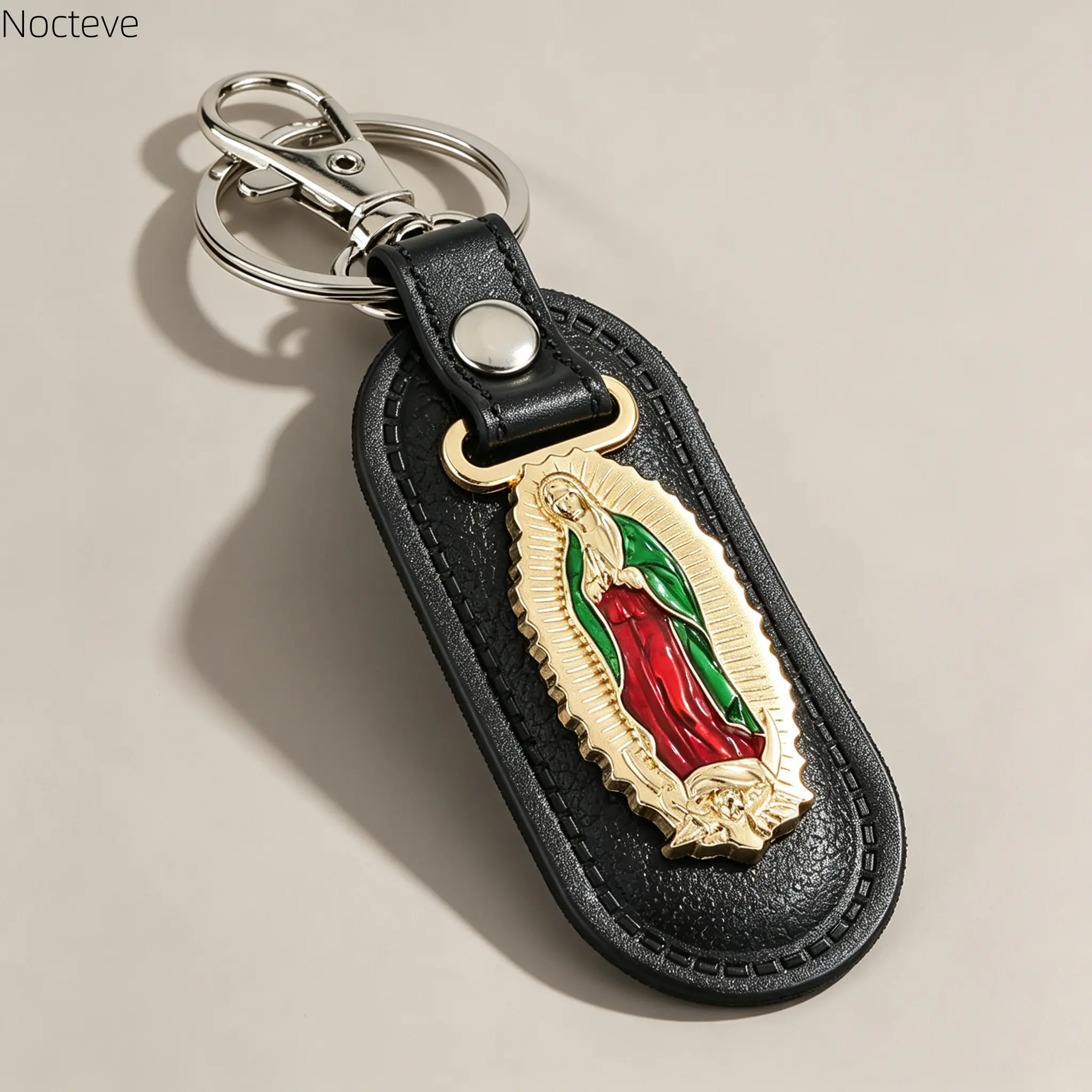 Vintage Metal-PU Combo Car Hanging Ornament Keychain, Wholesale & Retail In-Stock Fashion Accessory, Keychains for Backpacks & Auto Interior Decor