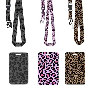 Leopard Print ID Card Holder Lanyard, Detachable Neck Strap for Women Teachers Nurses, Office Badge Protector, Nurse Day Gift, Personalized Lanyard