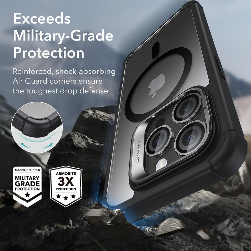 ESR Magnetic Phone Case for iPhone 16/15/14/13, Shockproof Full Body Case with Magnetic Design & Shock Armor Kickstand Accessory Protector