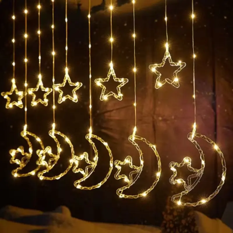 Ramadan crescent and star string lights