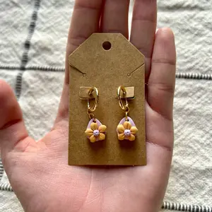 Lilac Apricot Handmade Clay Earrings
