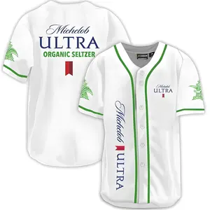 Michelob ULTRA Organic Seltzer Baseball Jersey Light Green Striped Pattern Beer Lovers Gift
