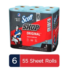 Scott Shop Towels, 6 Rolls, 55 Sheets Per Roll