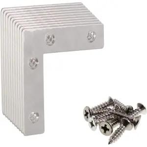 Stainless Steel L Shape Flat Corner Brace Bracket for , Metal Fixing Joining Support Brace for Shelves, Furniture and Cabinet 10 Pack (40x40mm)