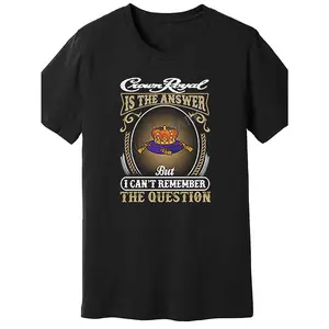 Men's Crown Royal Funny Graphic T-Shirt - Relaxed Fit Short Sleeve Casual Shirt with Iconic Crown Royal Logo Print, Round Neck & Short Sleeves for Casual Attire, Parties, Outings - Machine Washable Black Tee  TP
