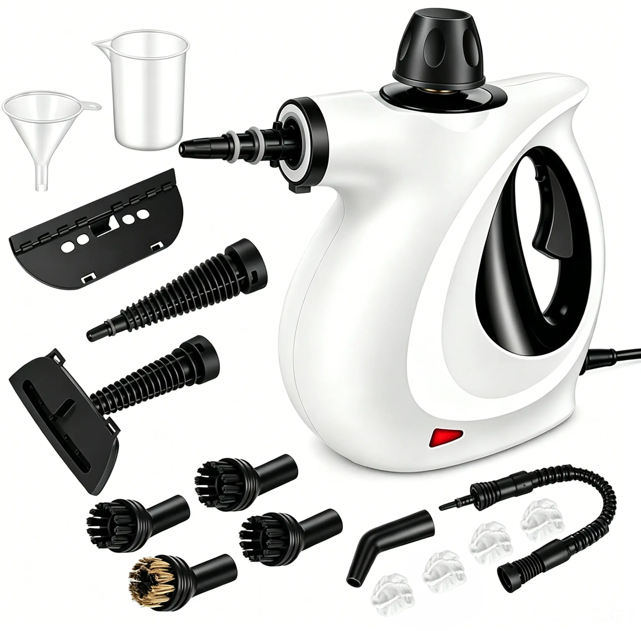 Handheld Pressurized Corded Floor Steamer - 1050 Watts Eco-Friendly Electric Home Cleaning Tool with 15 Attachments for Upholstery, Grout, Deep Gray, Handheld Pressurized Steam Cleaner