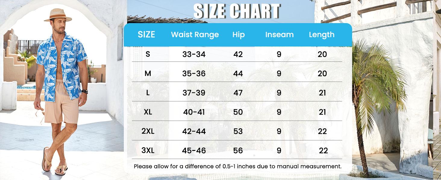 COOFANDY Men's Beach Shorts 9" Elastic Waist Drawstring Casual Shorts Regular Fit Summer Textured Shorts