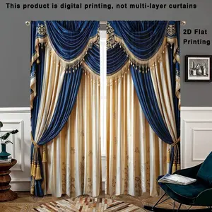 Retro Classic Curtains, Pole Pocket Installation, Semi-Blackout Privacy Protection, Polyester Fiber, Suitable for Bedroom Living Room Kitchen Study, Home Decoration Curtain