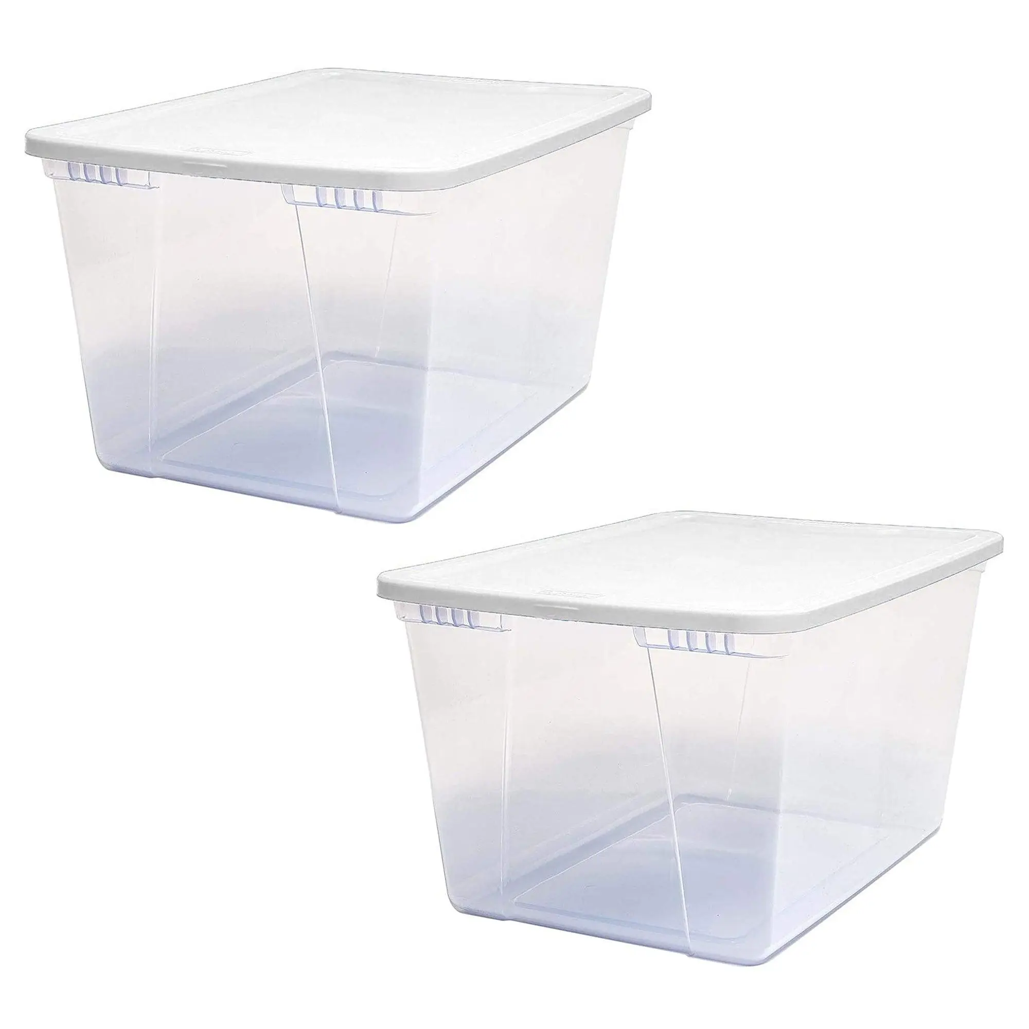 HOMZ 56qt Snaplock Clear Plastic Storage Container Bin with Secure Lid, 2 Pack