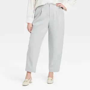 Women's High-Rise Tailored Trousers - A New Day Gray 2: Lightweight Ankle-Length Tapered Woven Pants