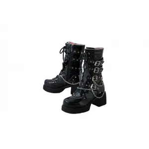 Fashion Alternative Lolita Style "Craftsmanship and Sharpness" |   Comfortable block heel shoes suitable for all weather conditions