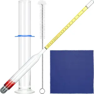 Hydrometer  Meter Test Kit 0-200 Proof with Glass Cylinder, Brush and Dust Cloth, Distilling Moonshine Alcoholmeter for Proofing Distilled(Stylish Style)