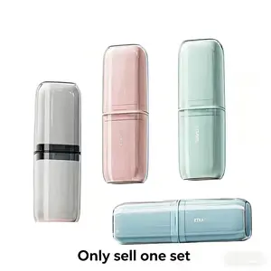 4-In-1 Travel Toothbrush Holder with Cover, Lightweight Portable Bathroom Essentials Set, Easy Storage, Perfect for Family of Four, Convenient Travel Gear