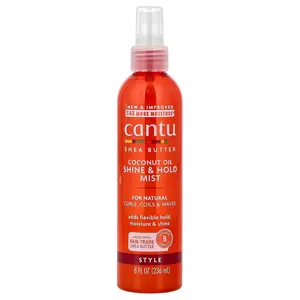 Cantu Coconut Oil Shine & Hold Mist with Shea Butter for Natural Hair, 8 fl oz