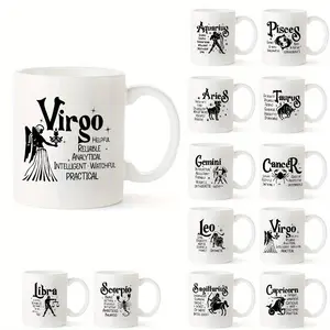 Zodiac Sign Ceramic Coffee Mug - Perfect Gift for Astrology Lovers, Birthday & Christmas Present for Best Friends, Sisters, Aunts, and Daughters - Virgo, Libra, Scorpio, Capricorn Design