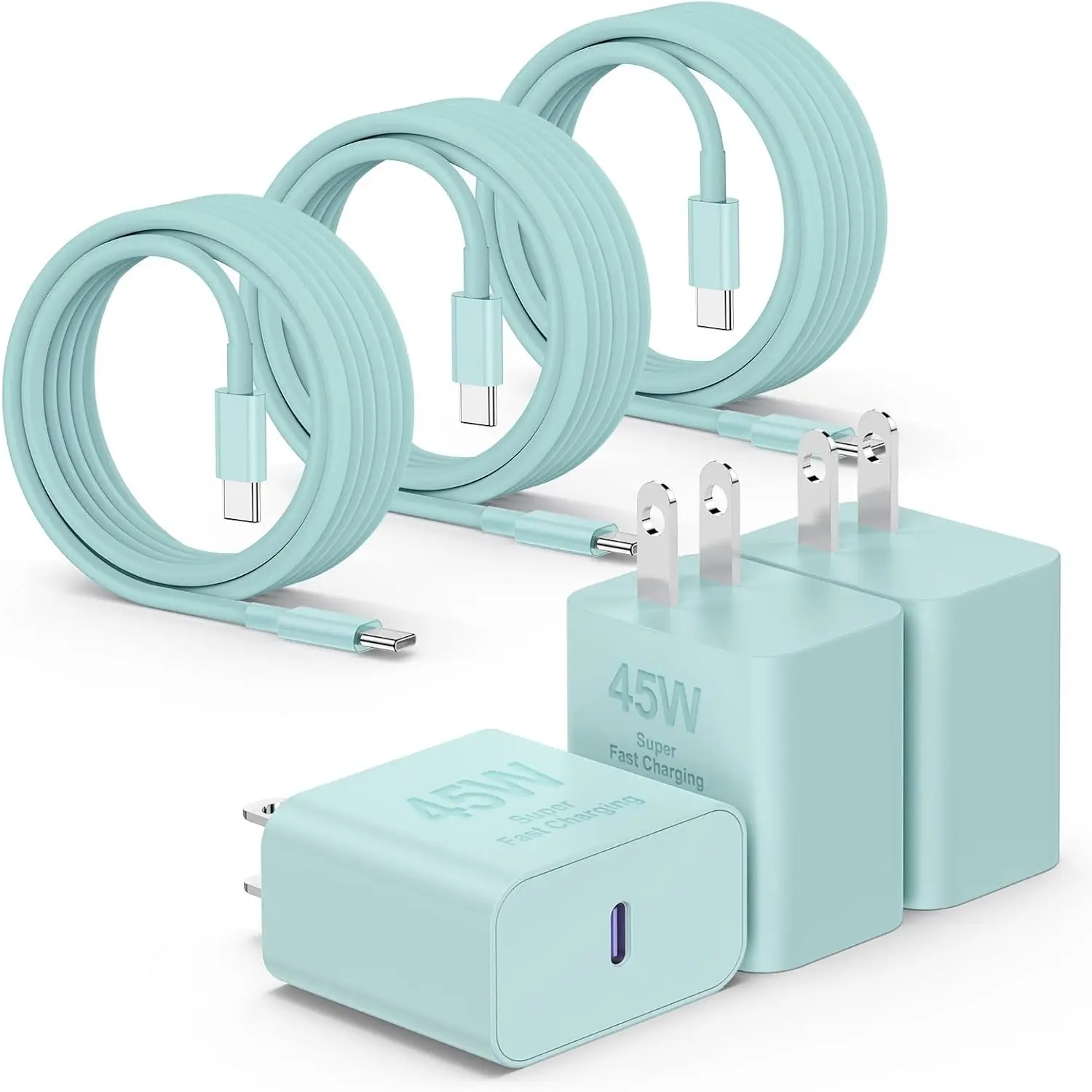 45W Green Charger For iPhone 17 Air 16 15 Pro Max Charger, 45W PD Quick Adapter 3.0 Super Fast USB C Charger Block with 10FT Extra Long Type C Charger Cable For iPhone 17 16 15/17 16e 15Pro/16 Plus