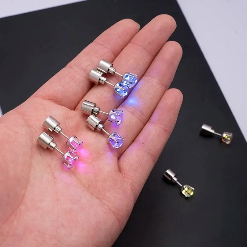 LED Earrings, Light Up Stud Earrings, Glowing Diamond Crown Pendant Earring for Women and Men, LED Jewelry for Party, Wedding, Birthday, Night Out, Disco, Festival