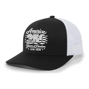 Patriot Pride Men’s Embroidered Snapback Mesh Trucker Hat – 250 Years of Freedom America Stars Design