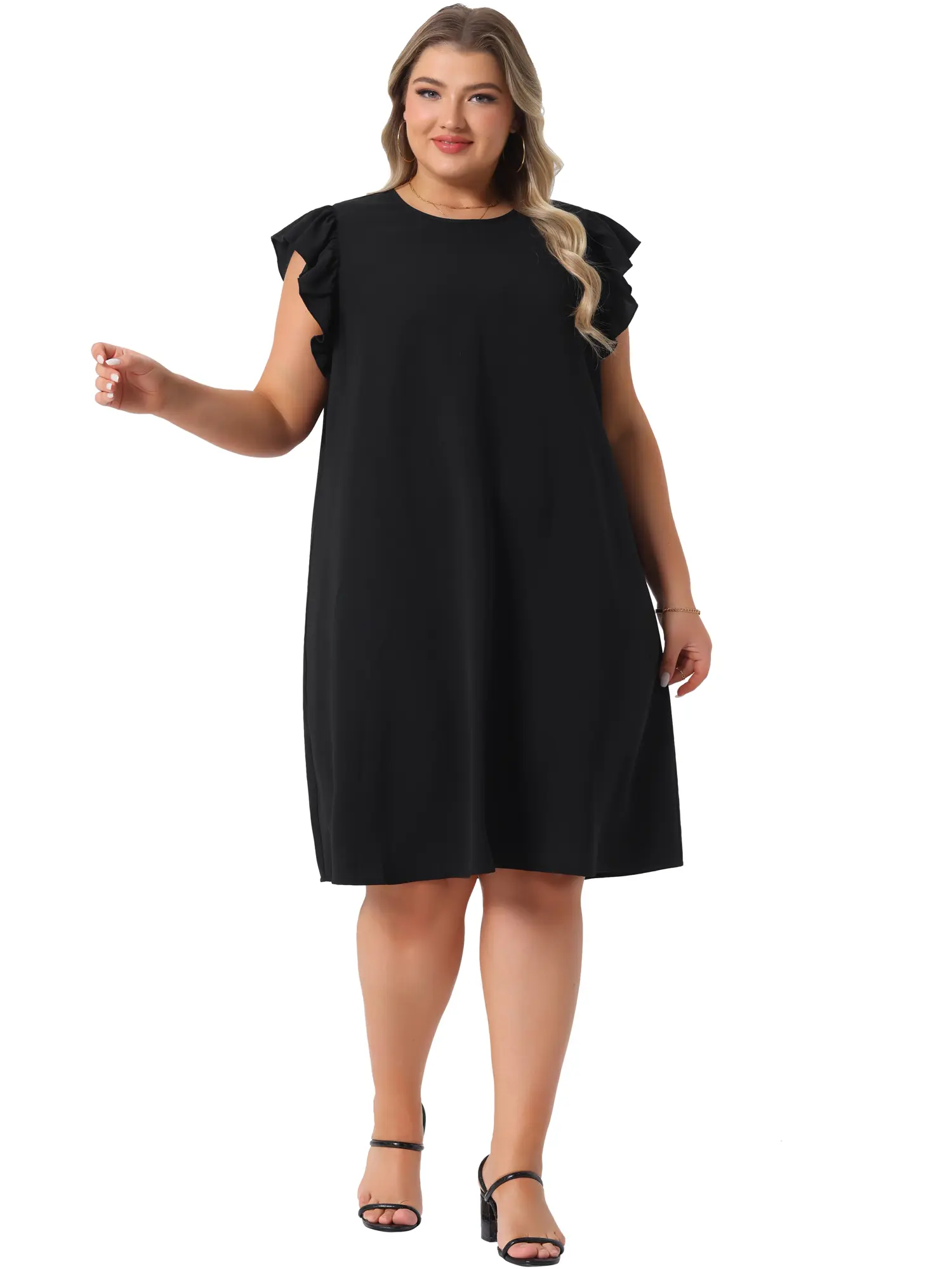 Agnes Orinda Women's Plus Size Summer Dresses Flare Sleeve Beach Casual Sleeveless Tank Loose Sundress