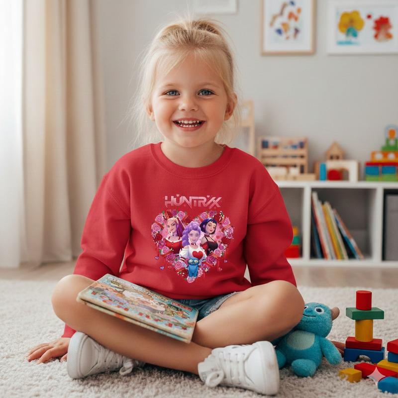 Huntrix Valentine Youth Shirt, Mira Zoey Rumi Anime Girl Group Tee, Kpop Demon Hunter Shirt, Derpy Tiger Art, Valentine Gift for Fans