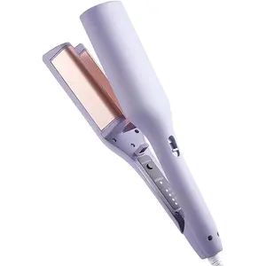 CESTVEEL Hair Waver for Wide Waves, 1.25-Inch 2-Barrel Ceramic Styling Tool with 4 Temperatures, 15S Fast Heating, Anti-Scald Design & Dual Voltage for Travel, Purple, Hair Styling