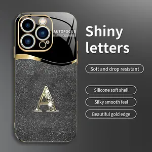 Suitable for [iPhone 13 Pro] New high-end flash letter environmentally friendly silicone mobile phone case New business simple electroplating silicone mobile phone case Affordable anti-fall and anti-fingerprint-888